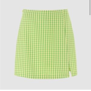 CIDER NWT Green + Yellow Plaid Mini Skirt